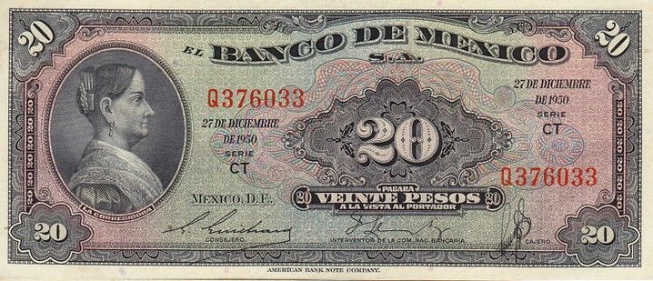 Mujeres en monedas y billetes mexicanos - 20-pesos-mexicanos