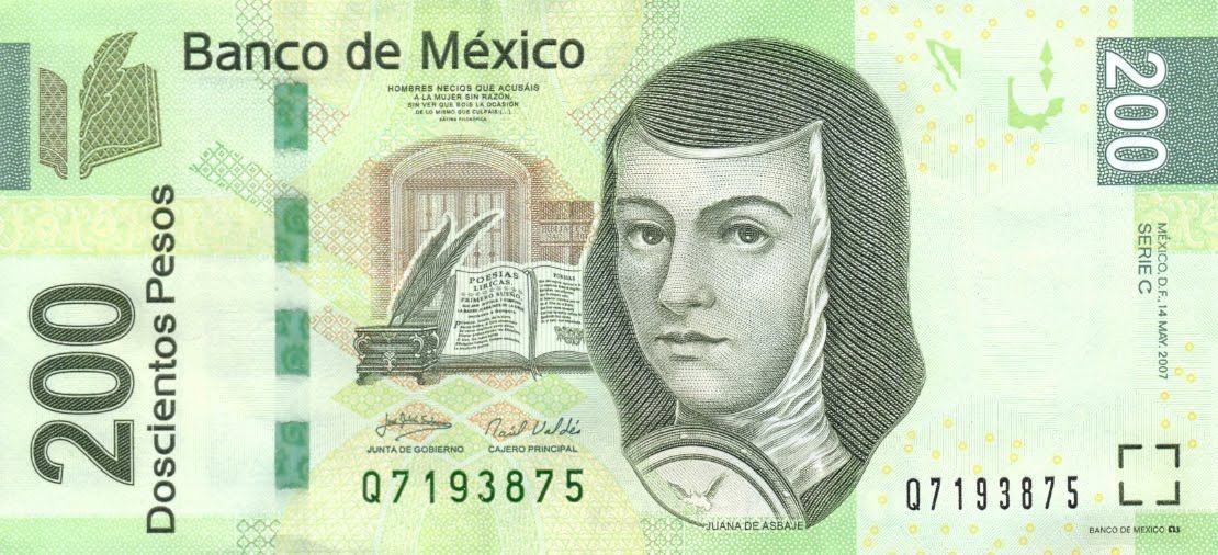 Mujeres en monedas y billetes mexicanos - 200-pesos-mexicanos