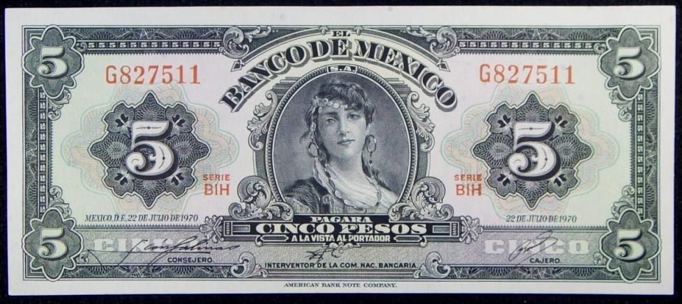 Mujeres en monedas y billetes mexicanos - 5-pesos-mexicanos-antiguo