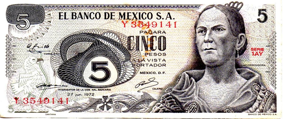 Mujeres en monedas y billetes mexicanos - 5-pesos-mexicanos