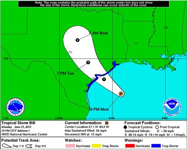 Tormenta tropical Bill se fortalece - bill1