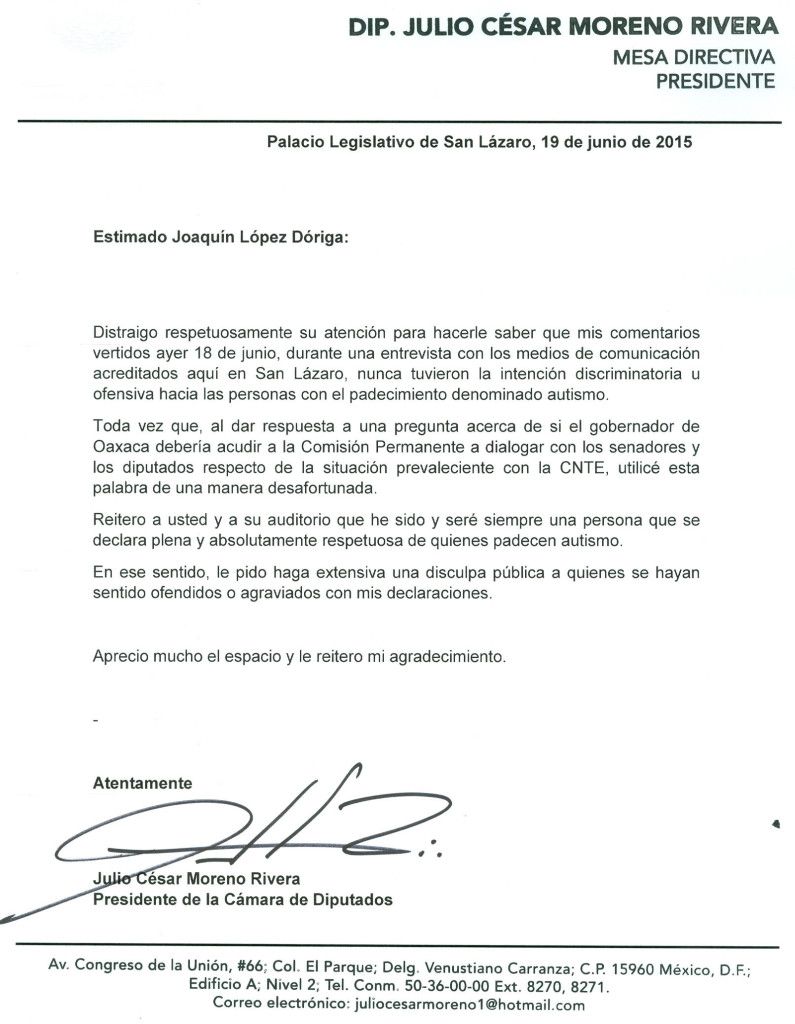 Julio César Moreno se disculpa por declaraciones - disculpa-julio-cesar-moreno-795x1024