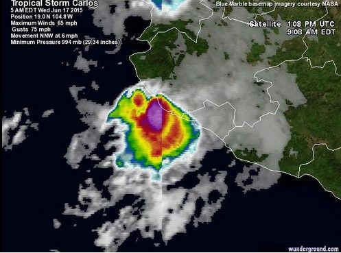 Carlos se degrada a depresión tropical - sky