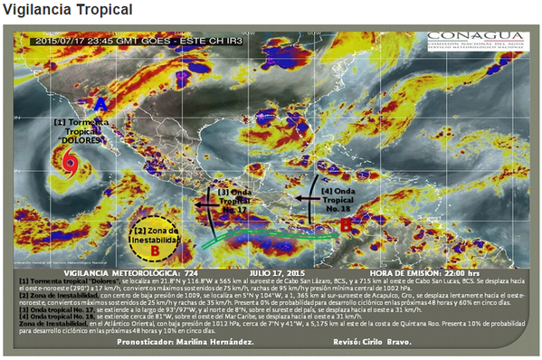 Tormenta tropical Dolores continuará provocando lluvias en la mayoría del país - dolores