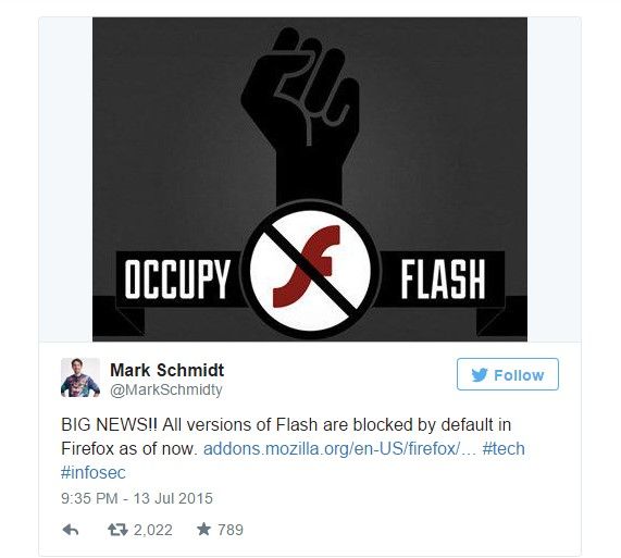 Mozilla Firefox bloquea a Flash de Adobe - mark