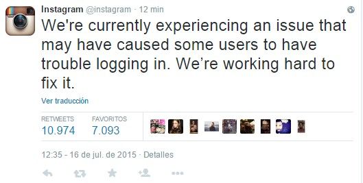 Instagram experimenta problemas técnicos - tuit_instagram