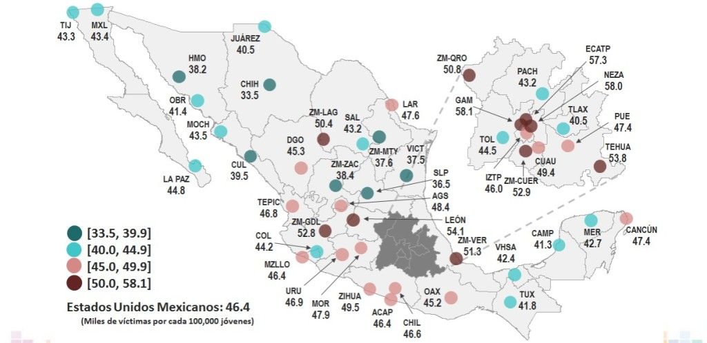Ruido, asaltos y bullying, las principales amenazas a jóvenes mexicanos - Ecopred-jóvenes-Inegi3-1024x498